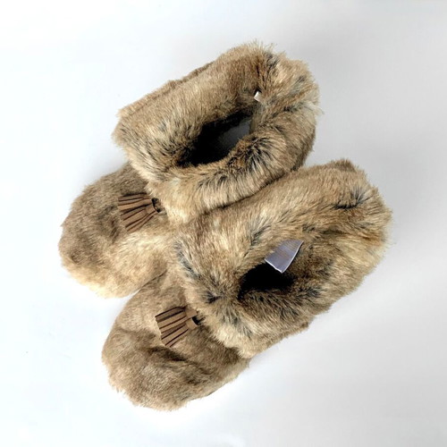 Pottery Barn PB Teen Wolf Booties slippers synthetic fur new size XL