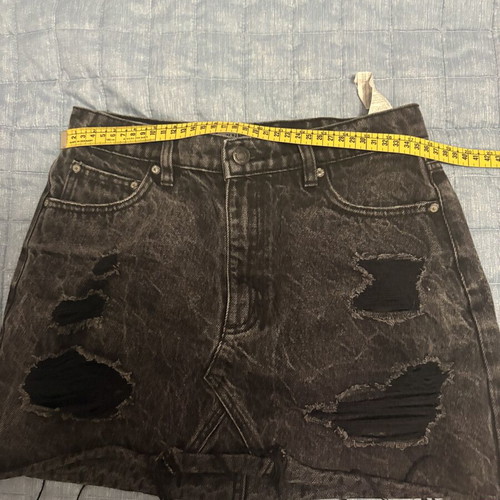 Pull&Bear black acid wash denim mini skirt with ripped details
