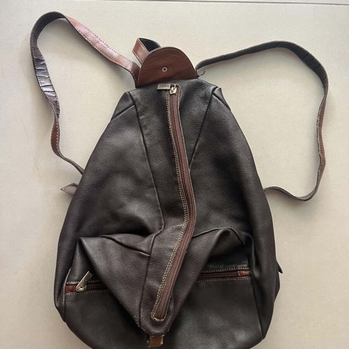 Vintage Thiros leather backpack used, brown