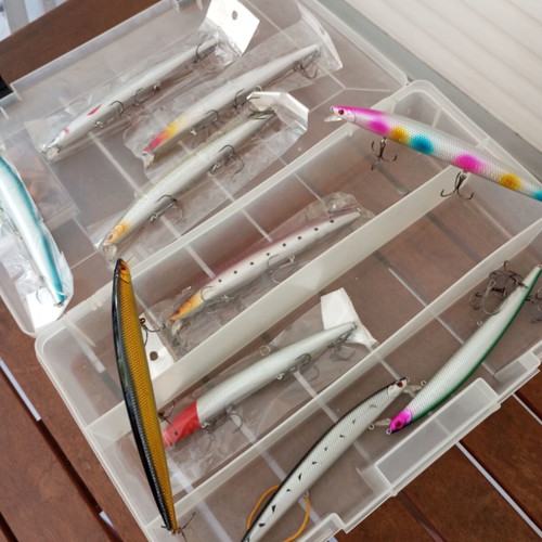 Plano fishing box with 10 artificial spinning lures