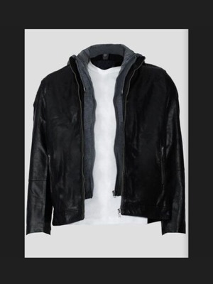 Leather jacket men's new with fur lining, size L, black