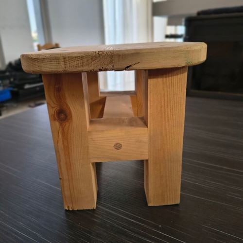 Wooden Stool used, handmade solid pine wood