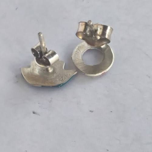 925 Silver Handmade Earrings with Enamel like new