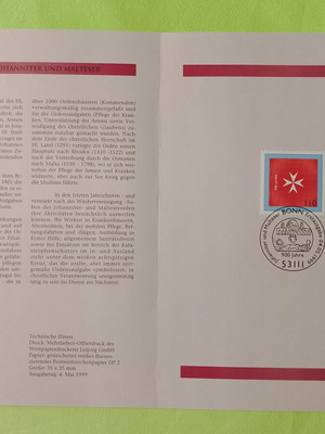 1999 German stamp with Bonn first day cover, mint condition