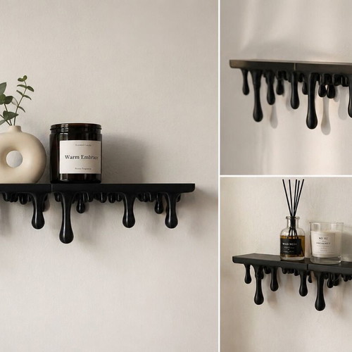 3D Printed Drip Wall Shelf new, minimal handmade PLA