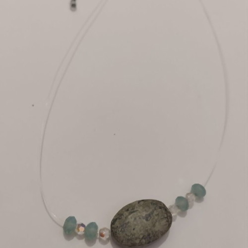 Necklace with crystals like new, handmade floating illusion style