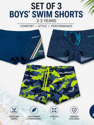 Boys' Swim Shorts Set of 3 Ages 2–3 Years Like New, Blue