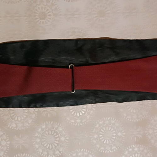 Silk wide men's belt used, burgundy