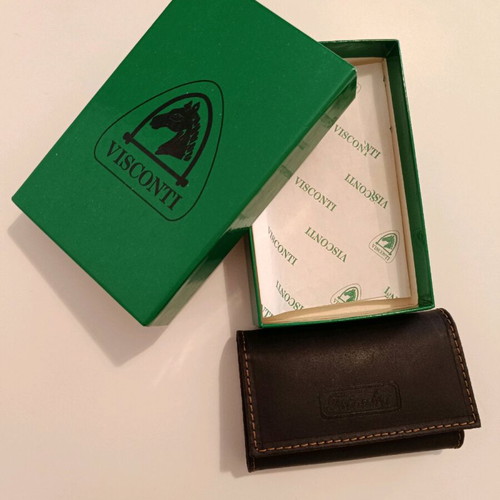 Visconti leather key wallet new, brown with gold details