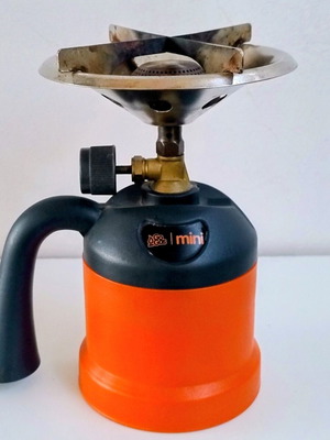 Coral Gas Mini portable gas stove, orange and black