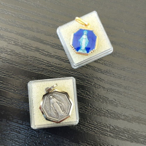 Vintage religious pendants Our Lady of Lourdes, set of 2, new