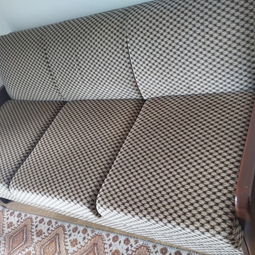 Vintage 3-Seater Sofa Bed Mid-Century with Viennese Cane and Wood used