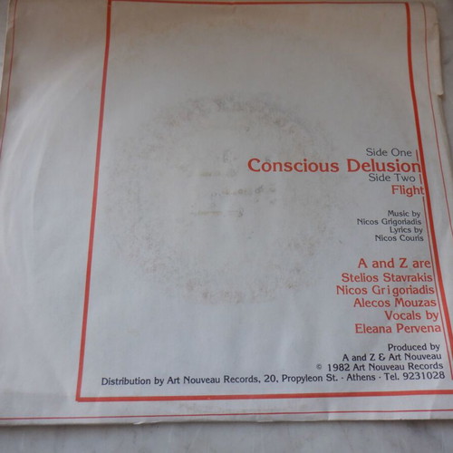 A and Z Conscious Delusion vinyl 45 rpm used, Greek rock