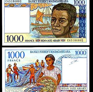 MADAGASCAR 1000 FRANCS 1994 P 76 UNC