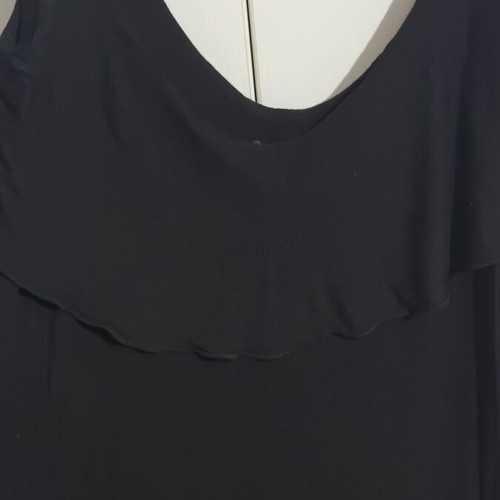 Black long dress used, size L, cool mako fabric, shoulder ties