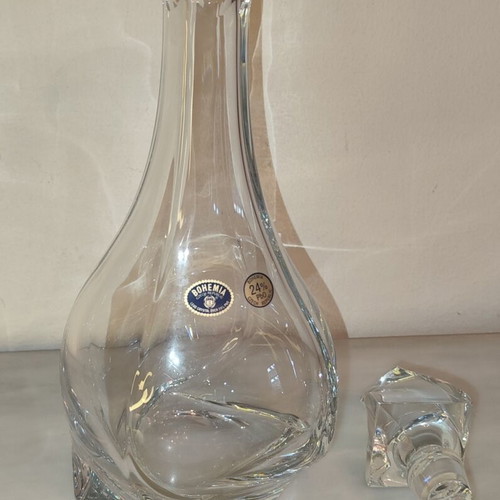 Bohemia Crystal Quadro Decanter like new with matching stopper