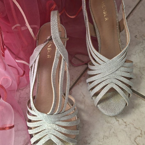 Menbur silver sandals like new with strass, size 40