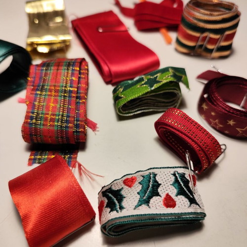 Christmas ribbons used, assorted pieces