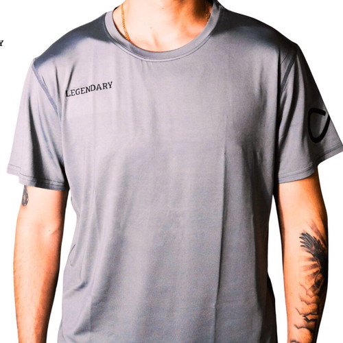 Legendary T-shirt grey size L, new, polyester-spandex blend