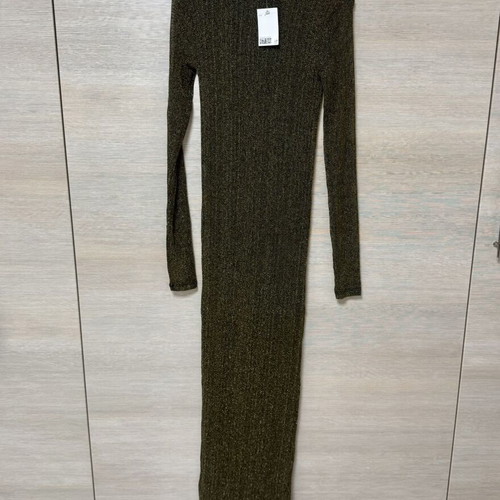 H&M Mermaid elastic mesh maxi bodycon dress black and gold