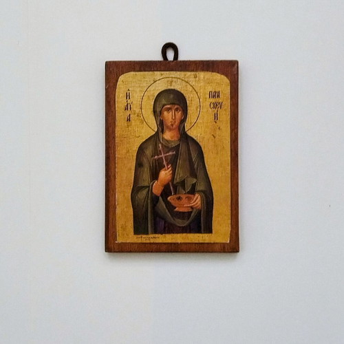 Small wooden icon of Saint Paraskevi used