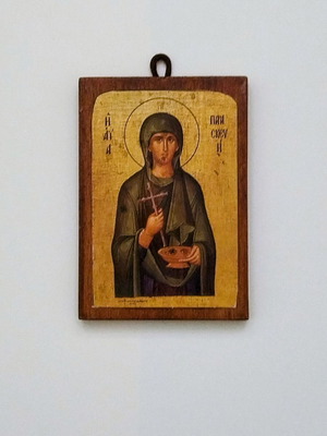 Μικρή ξύλινη εικόνα Αγία Παρασκευή μεταχειρισμένη