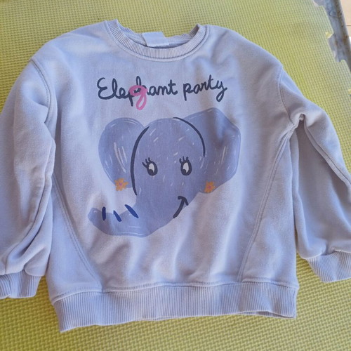 Zara sweatshirt for girl 3 to 4 years used, grey with blue elephant