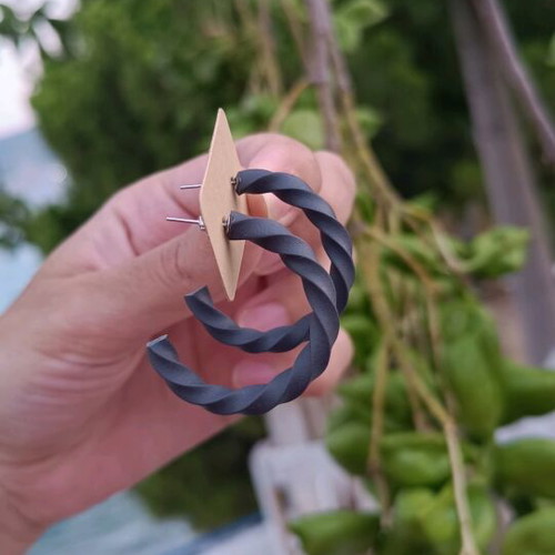 Earrings hoop new, made of polymer clay and steel