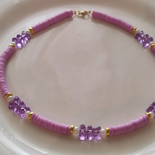Polymer clay necklace with steel clasps new with chain extension