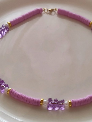 Polymer clay necklace with steel clasps new with chain extension