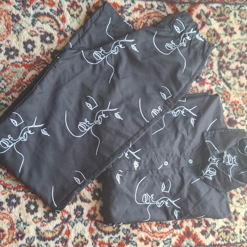 Pajama set like new, size XS, black and white