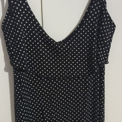 Long polka dot dress black and white size L like new, cool fabric