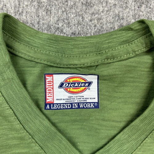 Dickies men's medium green V-neck T-shirt, 100% cotton