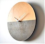  Δίχρωμο χειροποίητο δερμάτινο ρολόι τοίχου