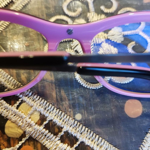 El Gio eyeglasses used, pink and purple frame 54-17-140
