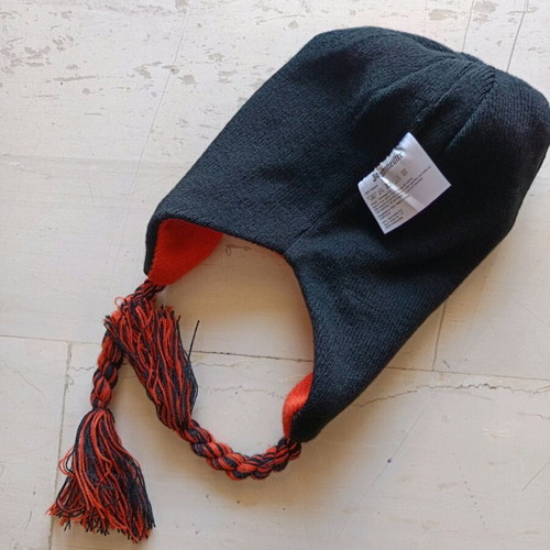 Jägermeister orange ear-flap beanie with pom-pom used like new