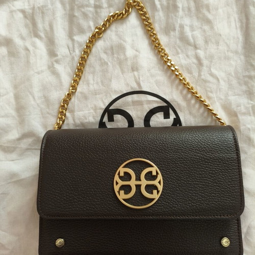 Bonendis leather shoulder bag, dark brown