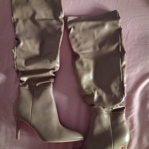 Over-the-knee boots camel color, new, size 39, synthetic leather