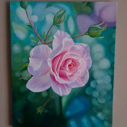 Painting new, acrylic colors 40x50 cm, titled Rose