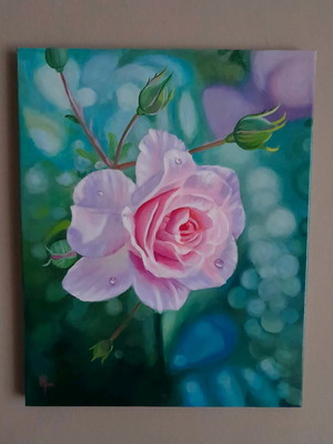 Painting new, acrylic colors 40x50 cm, titled Rose