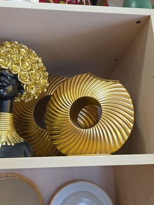 Metal vase gold 31x11.5x29.5cm new