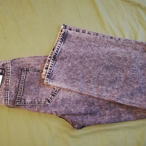 Grey denim pants new, high waist with wide leg, size S