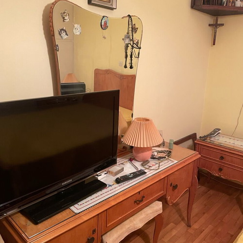 Bedroom furniture set used with bed, mattress, 2 nightstands, dressing table