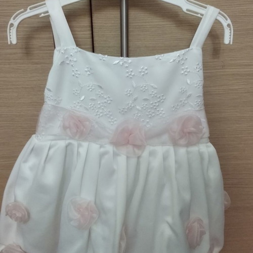 Baptism or formal dress white with pink flowers and removable jacket new