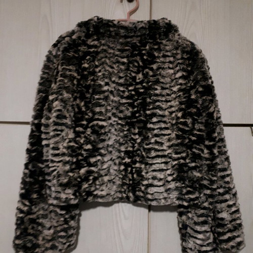 Oscar faux fur short jacket used, gray, size 50 (L)