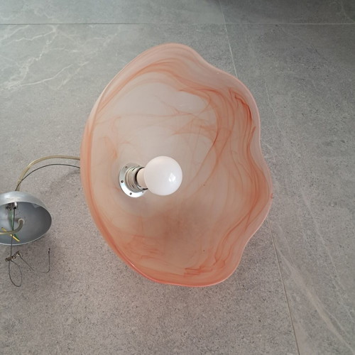 Glass ceiling light like new, earth tone caramel color