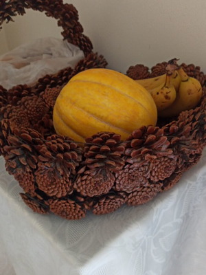 Handmade pine cone baskets like new, set of 2 pieces