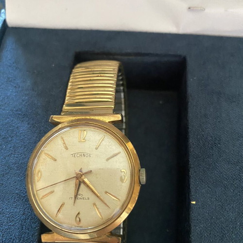 Technos vintage men's watch used, gold color