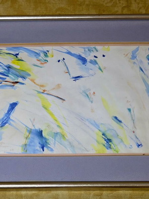 Andreas Karampelas Human Figures Watercolor Painting framed, like new