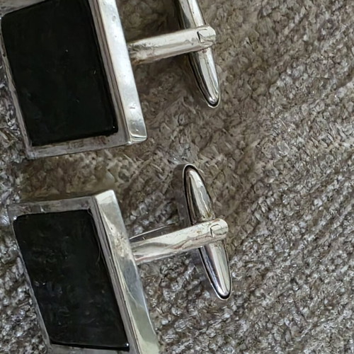 Men's silver 925 cufflinks with vintage onyx like new